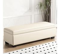 White Storage Ottoman Bench Upholstered Storage Seat with Large Space Perfect for Living Room & Bedroom End of Bed Furniture 90x40x40cm