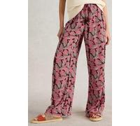 White Stuff Belle Crinkle Wide Leg Trouser Pink Print Talla: 8 LONG | Pantalones Outlet | Mujer | Rosa