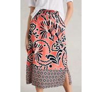 White Stuff Elle Linen Blend Skirt Coral Print Talla: 8 PETITE | Faldas Midi Outlet | Mujer | Blanco