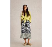 White Stuff Elle Linen Blend Skirt Navy Print Talla: 24 REGULAR | Faldas Midi Outlet | Mujer | Blanco