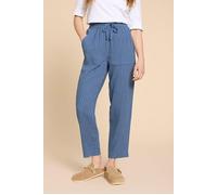 White Stuff Elle Linen Blend Trouser Blue Talla: 14R | Pantalones Rectos Outlet | Mujer | Blanco
