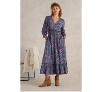 White Stuff Jonie Shirred Jersey Dress Blue Print Talla: 12 | Vestidos Midi Outlet | Mujer | Azul