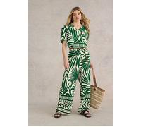 White Stuff Lucinda Eco Vero Wide Trouser Green Printed Talla: 10R | Pantalones de campana Outlet | Mujer | Verde