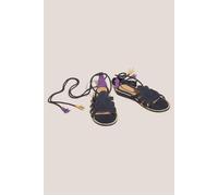 White Stuff Plaited Leather Sandal Tie Leg Pure Black Talla: 8 | Chancletas Outlet | Mujer | Negro
