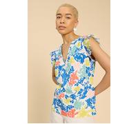White Stuff Tea Woven Frill Top White Printed Talla: 12 | Camisetas de Tirantes Outlet | Mujer | Blanco