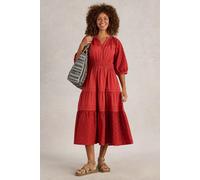 White Stuff Willow Broderie Dress Dark Red Talla: 6 REGULAR | Vestidos Midi Outlet | Mujer | Rojo