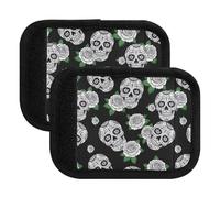 White Sugar Skeleton Roses - Funda suave para asa de equipaje, fundas suaves para maleta, equipaje de mano, mochilas, White Sugar Skeleton Roses Black, one sizex2
