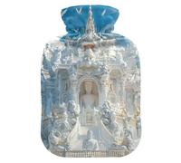White Temple in The Sky - Botella de agua caliente con cubierta suave, calentador de pies y manos, botellas de calor para calambres menstruales, alivio del dolor, 1 litro