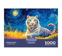 White Tiger 1000 Stück Ökopapier Puzzle Wild Large Animal Lebendige Bilder Familienspiel Puzzles Als Wohnaccessoires 70x50cm/1000pcs
