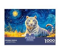 White Tiger 1000 Stück Premium-Karton Puzzle Wild Large Animal Lebendige Bilder Kreatives Spiel Puzzles Als Wohnaccessoires 38x26cm/1000pcs