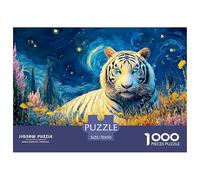 White Tiger 1000 Stück Stabiler Karton Puzzle Wild Large Animal Stressabbau Kreatives Spiel Puzzles Als Wohnaccessoires 70x50cm/1000pcs