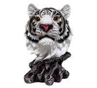 White Tiger Bust Freestanding Tabletop Home Decor - Wild Animal Sculpture Collectible Gifts - Decor for Bedroom and Living Room - Lucky Tiger Statue for Shelf and Office Desk Accent