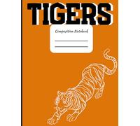 White Tiger on Orange Composition Notebook: Orange and Black Primary K2 College Rule Lined Notebook and Journal, School Supplies, Teacher Appreciation, Back to School Essentials