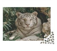 White Tiger Resting in The Green Jungle 1000 Piezas Rompecabezas para Adultos para Amantes O Amigos Imposable 1000pcs (75x50cm)