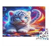 White Tiger Rompecabezas Imposible,desafío para Adultos Vibrant Glowing Baby Tiger in Cosmic Setting Juego Educativo 1000 Piezas Obra De Arte De Juego De para Adultos Y Niños A Partir De 12 Años 52x3