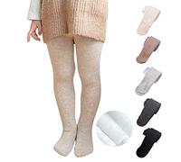 White Tights Girls Fleece Lined Thermal Tights Kids Cotton Warm Footed Leggings Seamless Knit School Tight for Children Thick Ribbed Pantyhose Teen Winter Cream Dance Legging