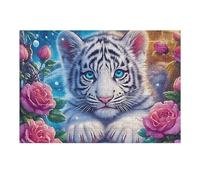 White Tigre Double Tigre Rompecabezas 300 Piezas Cartón para Niños Mayores 14 Años Fauna Silvestre Tiempo Libre Actividad Antiestrés Más Vendido Detalle Único Original 300 PCS