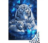 White Tigre Puzzle Imposible,desafío for Adults Blue Butterfly Entretenimiento Creativo 1000 Piezas Obra De Arte De Juego De para Adultos Y Niños Mayores De 12 Años 1000pcs (75x50cm)