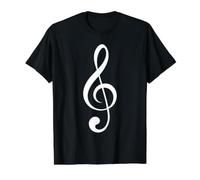 White Treble G Clef Music Note Músico Regalo Unisex Camiseta gráfica económica, Hombre, Negro, XL