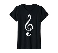 White Treble G Clef Music Note Músico Regalo Unisex Camiseta gráfica económica, Mujer, Negro, XL
