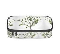 White Trees - Estuche para lápices con estampado de camuflaje, tamaño mediano, con doble cremallera para el trabajo, bonito, Planta natural blanca y verde ramita, Talla única