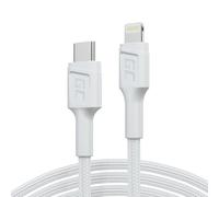White USB-C - Lightning MFi 1m cable for Apple iPhone Green Cell PowerStream, with Power Delivery fast charging