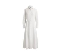 White Vestido camisero de lino con lazo 40