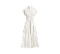 White Vestido camisero de paño con capas 42