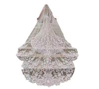 White Vintage Wedding Veil with Comb - Royal Cathedral Length Bridal Veil with Bling Sequins for Timeless Elegance