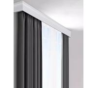 White Wall Mounted Curtain Track Pelmet Box with Double Tracks 3 in 1 Bay Window Curtain Rail Bracket Heavy Duty Room Divider Rods Adjustable 1 5m (72.8in)