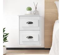 White Wall Mounted Nightstand with 2 Drawers 41.5x36x53 cm Floating Bedside Table Modern Minimalist Design Durable Plywood for Bedroom Living Room Home Decor