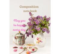 White wallpaper notebook with purple flower vase and beautiful teacup set: For students and educational institutions, suitable for women and men, ... gift for special occasions, 8.5x11, 100 pages