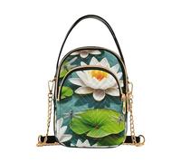 White Water Lilies - Bolso cruzado acolchado con cadena para teléfono para mujer, color verde