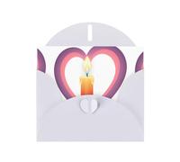 White WHJSHOP Candles on the sea of heart - Tarjeta de felicitación con estampado de velas de corazón - Papel nacarado de doble cara con efecto perlado, hebilla de amor, sobre de papel perlado