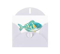 White WHJSHOP Fish in Summer - Tarjeta de felicitación de papel nacarado de doble cara, con hebilla de amor, sobre de papel perlado