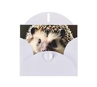 White WHJSHOP - Tarjeta de felicitación con diseño de erizo, papel nacarado de doble cara, con hebilla de amor, sobre de papel perlado