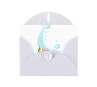 White WHJSHOP - Tarjeta de felicitación con diseño de gotas de agua y sandía, papel nacarado de alta gama, doble cara, efecto perlado, hebilla de amor, sobre de papel perlado