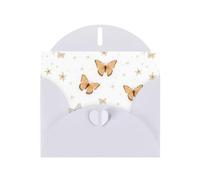 White WHJSHOP - Tarjeta de felicitación con diseño de mariposas y estrellas - Papel nacarado de alta gama, doble cara, efecto perla, hebilla de amor, sobre de papel perlado
