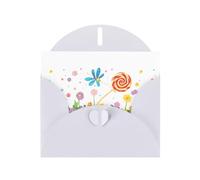 White WHJSHOP - Tarjeta de felicitación con diseño de piruletas chupando luciérnagas, papel nacarado de doble cara, con hebilla de amor, sobre de papel perlado