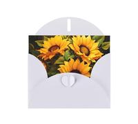 White WHJSHOP - Tarjeta de felicitación con estampado de girasoles amarillos, papel nacarado de alta gama, doble cara, efecto perlado, hebilla de amor, sobre de papel perlado