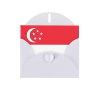 White WHJSHOP - Tarjeta de felicitación con impresión de bandera de Singapur, papel nacarado de alta gama, doble cara, efecto perlado, hebilla de amor, sobre de papel perlado