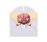 White WHJSHOP - Tarjeta de felicitación con impresión de cerebro humano, papel nacarado de alta gama, doble cara, efecto perla, hebilla de amor, sobre de papel perlado