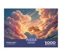 White Wild Animal Surrounded by Burning Flames 1000 Pcs Ökopapier Puzzle Lion in Fiery Clouds Lebendige Bilder Kreatives Spiel Puzzles Für Erwachsene Und Kinder 70x50cm/1000pcs