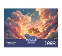 White Wild Animal Surrounded by Burning Flames 1000 Pcs Ökopapier Puzzle Lion in Fiery Clouds Stressabbau Kreatives Spiel Puzzles Für Erwachsene Und Kinder 52x38cm/1000pcs