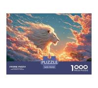 White Wild Animal Surrounded by Burning Flames 1000 Stück Premium-Karton Puzzle Lion in Fiery Clouds Stressabbau Kreatives Spiel Puzzles Als Wohnaccessoires 70x50cm/1000pcs White Wild Animal Surround