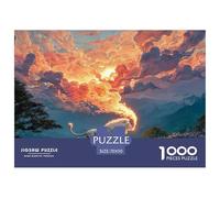 White Wild Animal with Fire 1000 Pcs Premium-Karton Puzzle Lion in Fiery Clouds Stressabbau Kreatives Spiel Puzzles Als Geburtstagsgeschenke 70x50cm/1000pcs