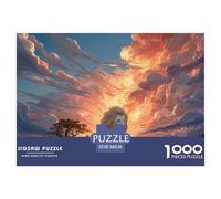 White Wild Animal with Fire 1000 Stück Ökopapier Puzzle Lion in Fiery Clouds Lebendige Bilder Familienspiel Puzzles Als Wohnaccessoires 38x26cm/1000pcs