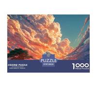 White Wild Animal with Fire 1000 Stück Stabiler Karton Puzzle Lion in Fiery Clouds Stressabbau Kreatives Spiel Puzzles Als Wohnaccessoires 38x26cm/1000pcs