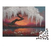 White Willow,Red Wildflowers in The Grass 1000pcs (75x50cm) Rompecabezas para Adultos - Juguete De Bricolaje