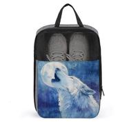 White Wolf Howling at The Moon - Bolsa de zapatos para viajes, uso diario, bolsa de almacenamiento antipolvo para zapatos de golf